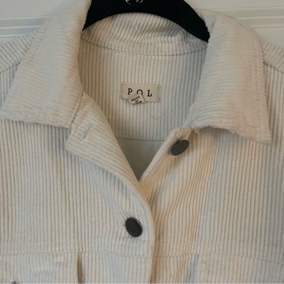 *boutique* POL cream corduroy shacket/jacket with distressed hem size L western - Picture 6 of 7
